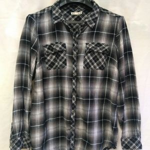 Ruff Hewn Women's Black and Grey Western Style Button Down Shirt Size Large